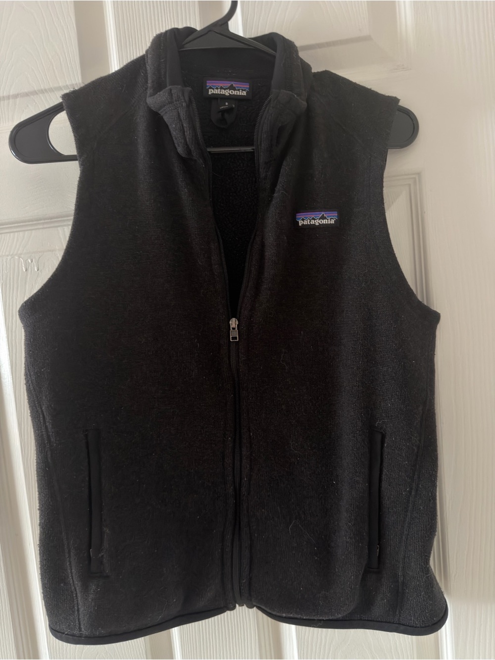 Patagonia Black Fleece Zip Vest with Logo Patch